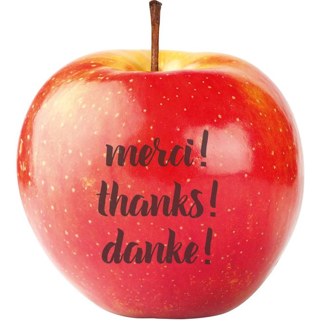 Produktabbildung LogoFrucht Apfel "Danke" rot LogoFrucht Apfel "Danke" rot
