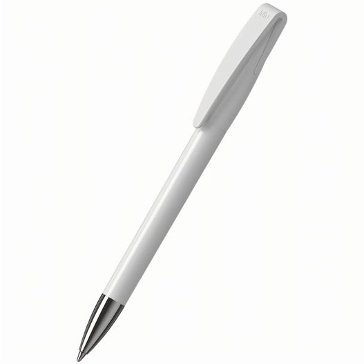 ein stift mit einem weißen körper und silberspitze Drehkugelschreiber Cobra high gloss Mn (Bild 1)