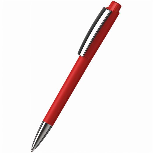 ein roter stift mit schwarzer spitze Druckkugelschreiber Zeno softtouch/high gloss MMn (Bild 1)