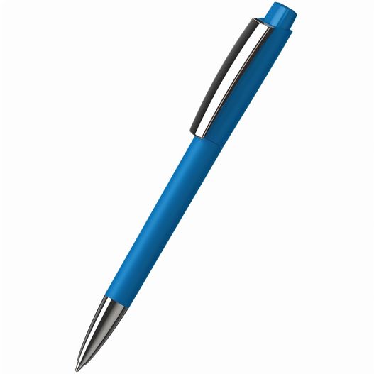 ein blauer stift mit schwarzer spitze Druckkugelschreiber Zeno softtouch/high gloss MMn (Bild 1)