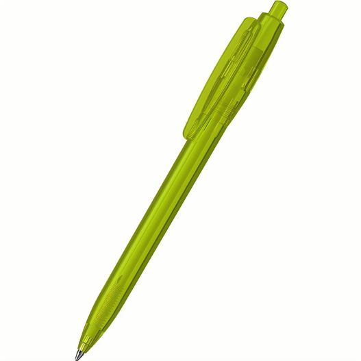 ein grüner stift auf einer weißen oberfläche Druckkugelschreiber Klix transparent (Bild 1)