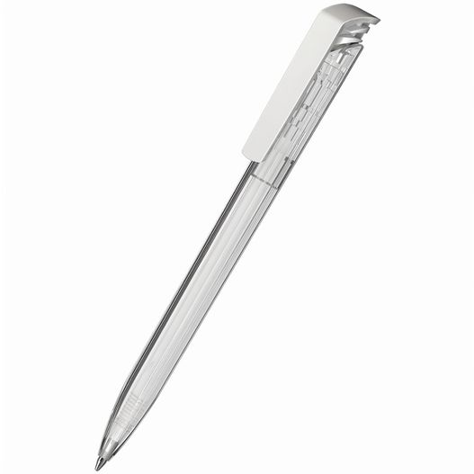 ein stift mit einer metallspitze und einem weißen körper Druckkugelschreiber Trias transparent/high gloss (Bild 1)