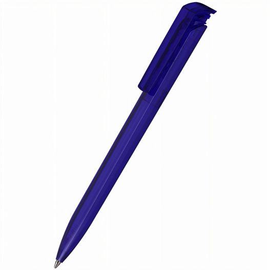 ein blauer stift mit schwarzer spitze Druckkugelschreiber Trias transparent (Bild 1)