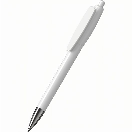 ein stift mit einem weißen körper und silberspitze Druckkugelschreiber Klix high gloss Mn (Bild 1)
