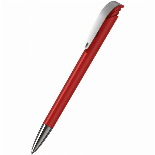 ein roter stift mit einer silbernen spitze auf weißem hintergrund Druckkugelschreiber Jona high gloss MMn (Bild 1)