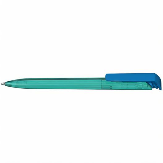 einen stift mit blauer spitze und einer schwarzen spitze Druckkugelschreiber Trias transparent/high gloss (Bild 1)
