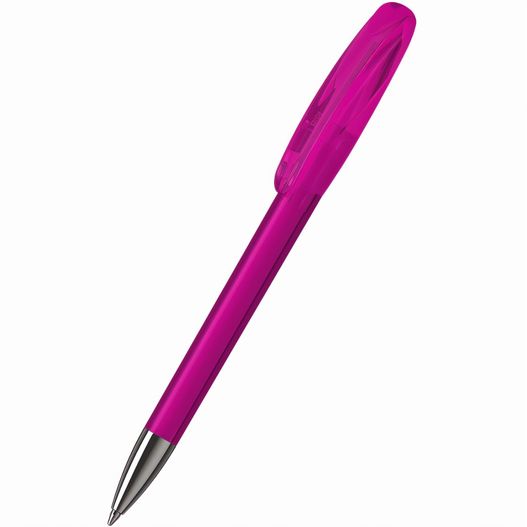 ein stift mit einem rosa kunststoffkörper und silbernen spitze Drehkugelschreiber Boa transparent Mn (Bild 1)