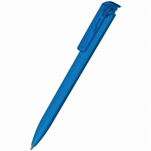 ein blauer stift mit schwarzer spitze Druckkugelschreiber Trias softtouch/transparent (Bild 1)