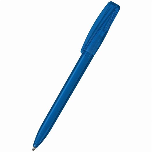 ein blauer stift auf einer weißen oberfläche Drehkugelschreiber Cobra transparent (Bild 1)