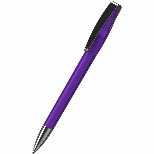 ein violetter stift mit schwarzer spitze Drehkugelschreiber Cobra transparent MMn (Bild 1)