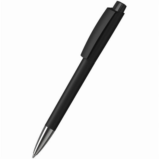 ein stift mit einem schwarzen körper und einer silbernen spitze Druckkugelschreiber Zeno softtouch/high gloss Mn (Bild 1)