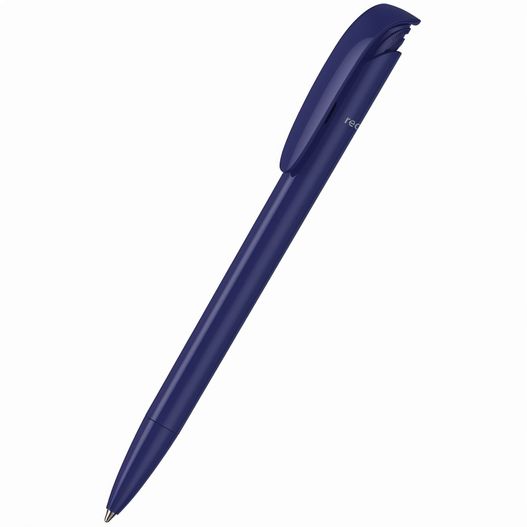 ein stift mit einem blauen körper und einer schwarzen spitze Druckkugelschreiber Jona recycling (Bild 1)