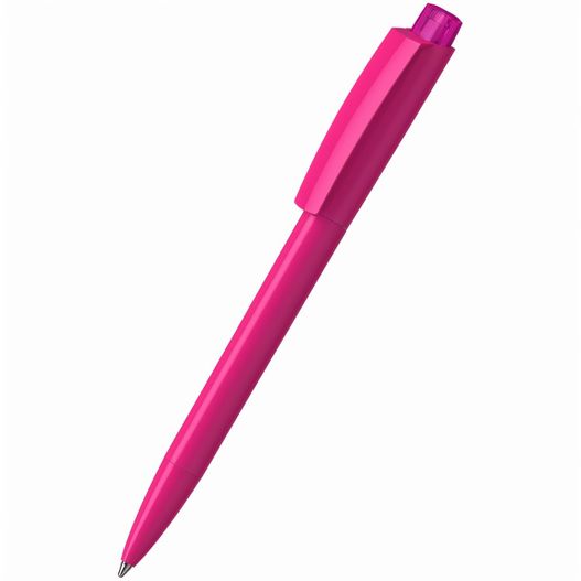 ein rosa stift mit einer schwarzen spitze auf einem weißen hintergrund Druckkugelschreiber Zeno high gloss/transparent (Bild 1)