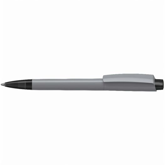 ein stift mit einer schwarzen spitze und einem silbernen körper Druckkugelschreiber Zeno high gloss/transparent (Bild 1)