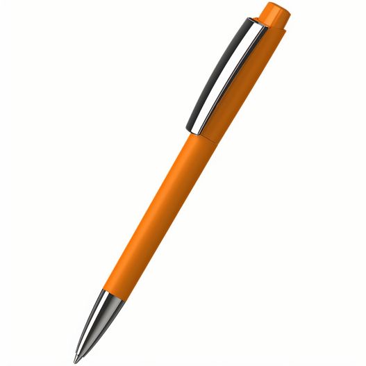 ein stift mit einer schwarzen spitze und orangen körper Druckkugelschreiber Zeno softtouch/high gloss MMn (Bild 1)