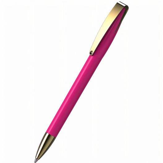 ein rosa stift mit einer goldenen spitze auf einem weißen hintergrund Drehkugelschreiber Cobra high gloss MMg (Bild 1)