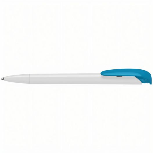 ein stift mit blauer spitze und einem weißen körper Druckkugelschreiber Jona high gloss (Bild 1)