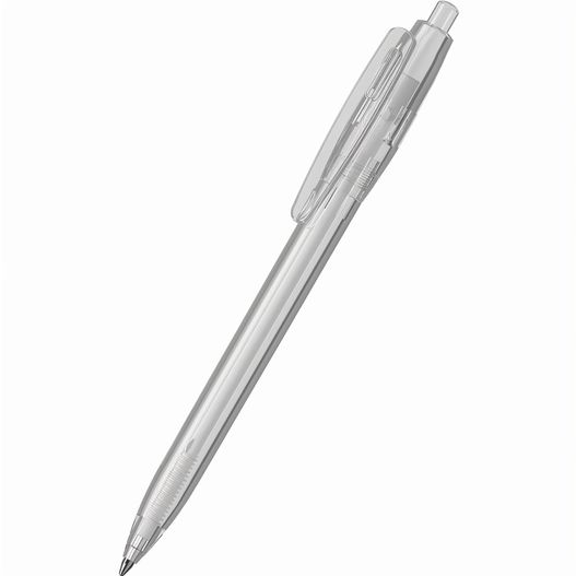ein stift mit einer metallspitze auf einem weißen hintergrund Druckkugelschreiber Klix transparent (Bild 1)