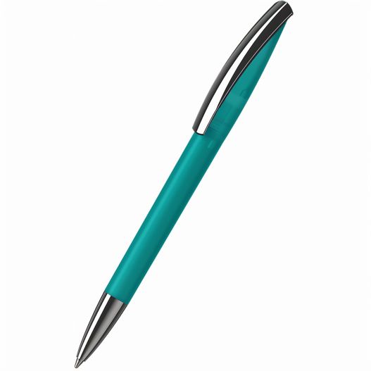 ein stift mit einer schwarzen spitze und einem tealgrünen körper Kugelschreiber Arca softfrost MMn (Bild 1)