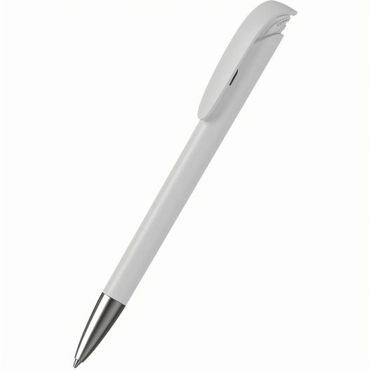 ein stift mit einem weißen körper und silberspitze Druckkugelschreiber Jona matt Ms (Bild 1)