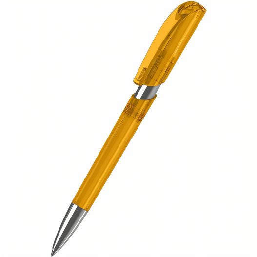 ein gelber stift mit einer metallspitze Druckkugelschreiber Push transparent Mn (Bild 1)