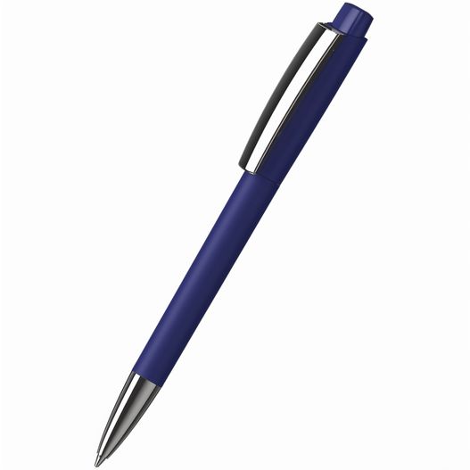 ein blauer stift mit schwarzer spitze Druckkugelschreiber Zeno softtouch/high gloss MMn (Bild 1)