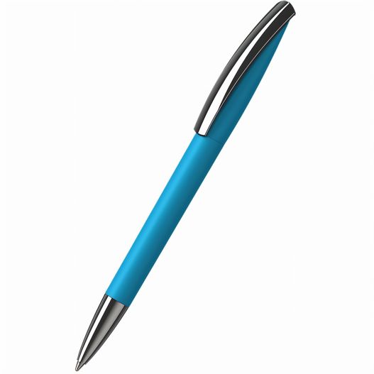 ein blauer stift mit schwarzer spitze Drehkugelschreiber Arca softtouch MMn (Bild 1)