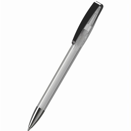ein stift mit schwarzer spitze und silbernem körper Drehkugelschreiber Cobra transparent MMn (Bild 1)