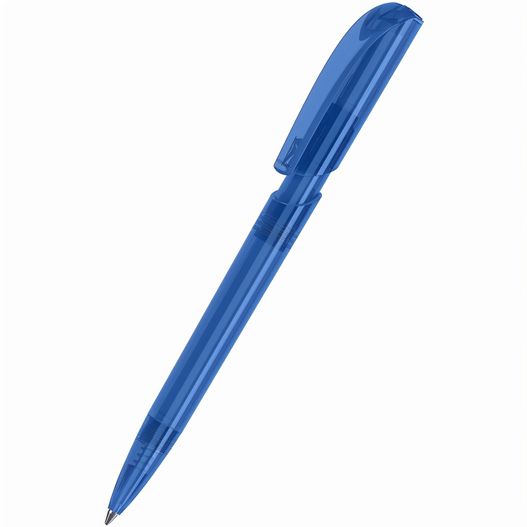 ein blauer stift auf einer weißen oberfläche Druckkugelschreiber Push transparent (Bild 1)
