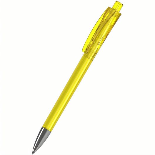 gelber stift mit silberner spitze Druckkugelschreiber Qube transparent Mn (Bild 1)