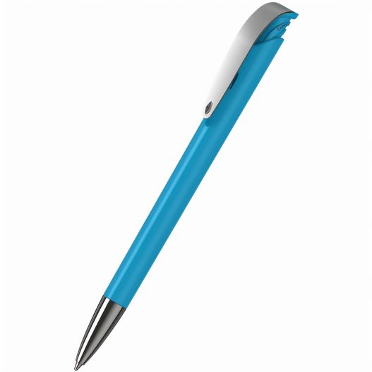 ein blauer stift mit einer silbernen spitze und einer schwarzen spitze Druckkugelschreiber Jona high gloss MMn (Bild 1)