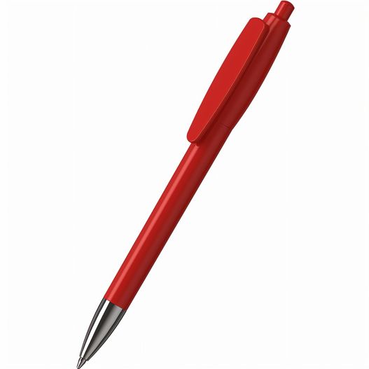 ein roter stift mit einer metallspitze auf weißem hintergrund Druckkugelschreiber Klix high gloss Mn (Bild 1)