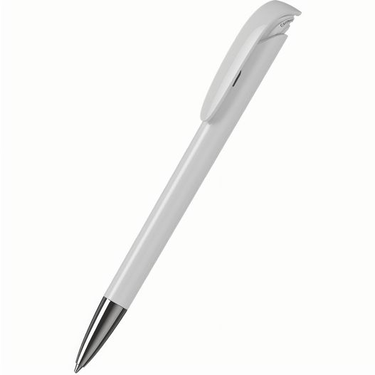 ein stift mit einer metallspitze und einem weißen körper Druckkugelschreiber Jona high gloss Mn (Bild 1)