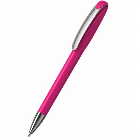 ein rosa stift mit einer silbernen spitze auf einem weißen hintergrund Drehkugelschreiber Boa high gloss MMn (Bild 1)