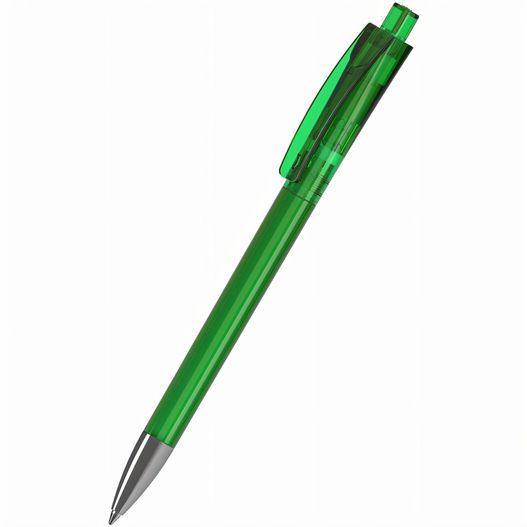 ein grüner stift mit silberner spitze Druckkugelschreiber Qube transparent Mn (Bild 1)