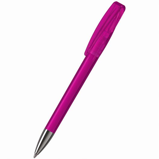 ein rosa stift mit einer silbernen spitze auf einem weißen hintergrund Drehkugelschreiber Cobra transparent Mn (Bild 1)
