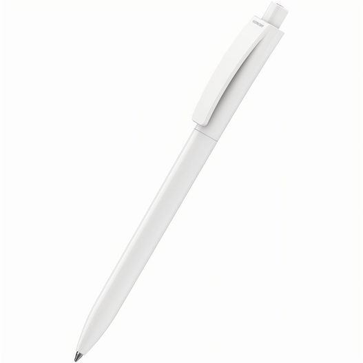ein stift mit einem weißen körper und einer schwarzen spitze Druckkugelschreiber Qube high gloss (Bild 1)