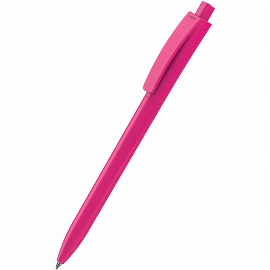 ein rosa stift mit einer schwarzen spitze auf einem weißen hintergrund Druckkugelschreiber Qube high gloss (Bild 1)