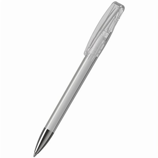 ein stift mit einem klaren kunststofffass und einer silbernen spitze Drehkugelschreiber Cobra transparent Mn (Bild 1)
