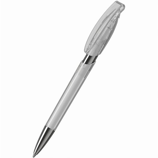ein stift mit einer klaren kunststoffkappe und einem silbernen körper Druckkugelschreiber Rodeo transparent Mn (Bild 1)