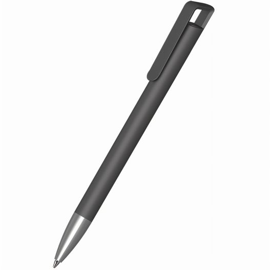 ein stift mit einem schwarzen körper und einer silbernen spitze Druckkugelschreiber Cello softtouch Ms (Bild 1)