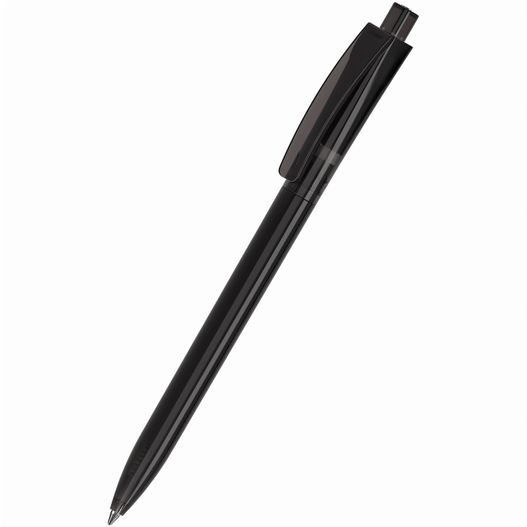 ein stift mit einer schwarzen spitze auf einem weißen hintergrund Druckkugelschreiber Qube transparent (Bild 1)