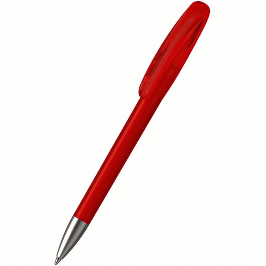 ein roter stift mit einer silbernen spitze auf weißem hintergrund Drehkugelschreiber Boa ice/transparent Ms (Bild 1)