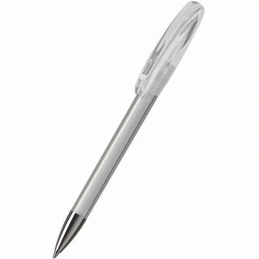 ein stift mit einem klaren kunststofffass und einer silbernen spitze Drehkugelschreiber Boa transparent Mn (Bild 1)