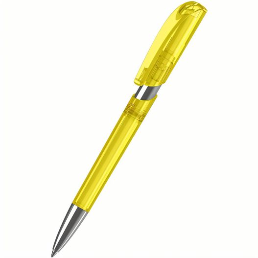 gelber stift mit silberner spitze Druckkugelschreiber Push transparent Mn (Bild 1)