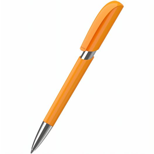 ein stift mit einer metallspitze und einem orangen kunststoffkörper Druckkugelschreiber Push high gloss Mn (Bild 1)
