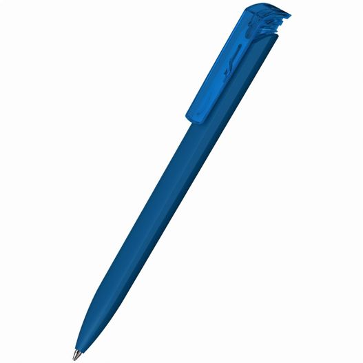 ein blauer stift mit schwarzer spitze Druckkugelschreiber Trias softtouch/transparent (Bild 1)