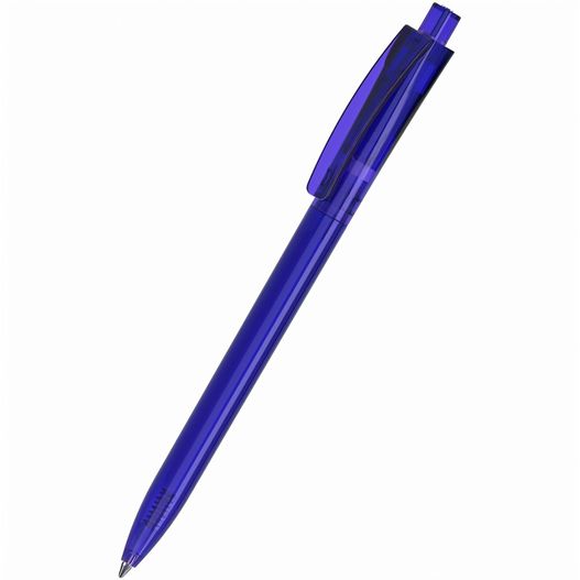 ein stift mit blauem körper und schwarzer spitze Druckkugelschreiber Qube transparent (Bild 1)