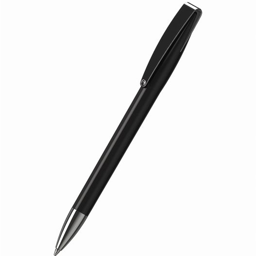 ein stift mit schwarzem körper und silberspitze Drehkugelschreiber Cobra high gloss MMn (Bild 1)