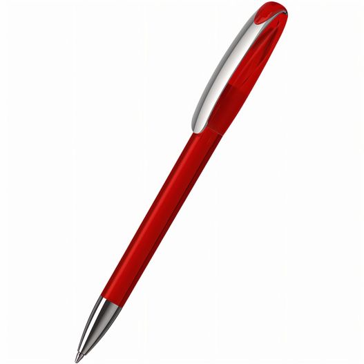 ein roter stift mit silberner spitze Drehkugelschreiber Boa transparent MMn (Bild 1)